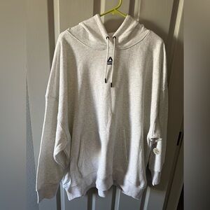 Reebok Womens Light Gray Pullover Hoodie Sweater